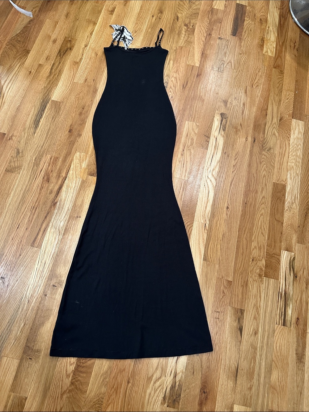 Boys Lie Black Ribbed Maxi Dress with Red Rose and Cherubs - Picture 5 of 7